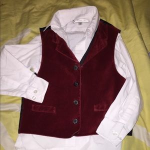Red vest -white shirt